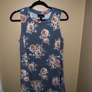 Fortune + Ivy “Sabria Knit Dress,” blue dress with pink floral print